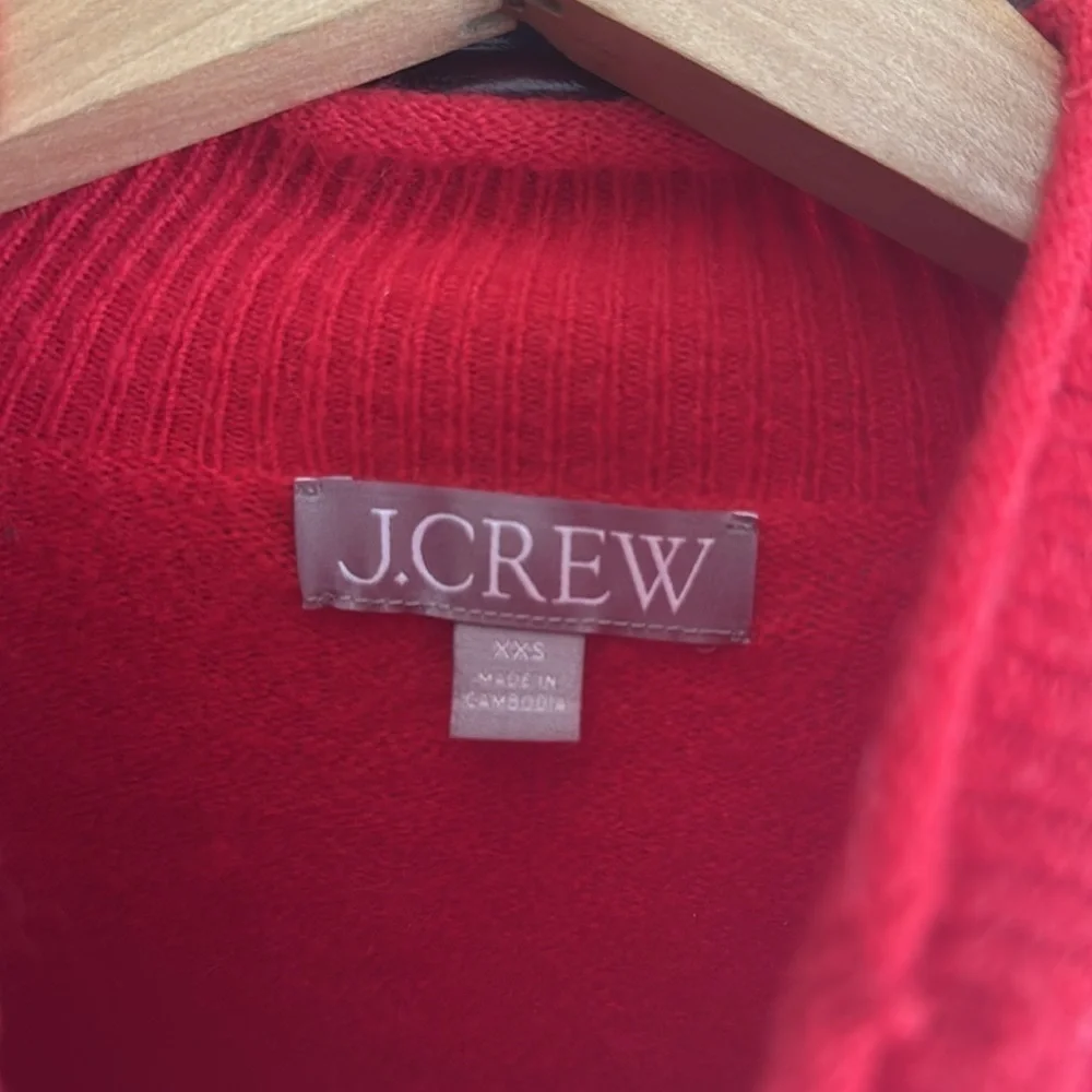 J. Crew Red Crewneck Sweater Classic Red Knit Design Merino Wool Blend Soft